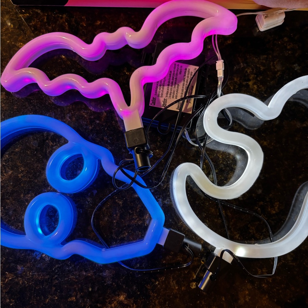 NWT In Box White Ghost, Skull, and Bat Neon Light Set